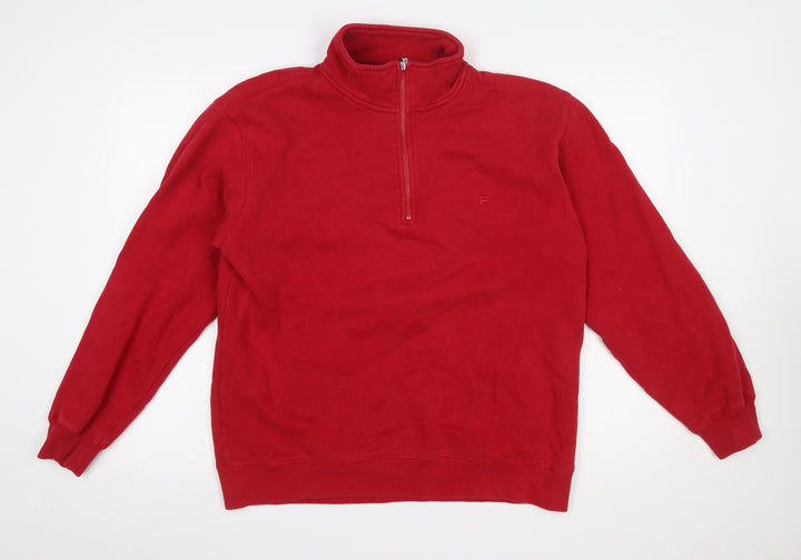 Fila Mens Red 1/2 Zip Pullover Fleece Sweatshirt Size M