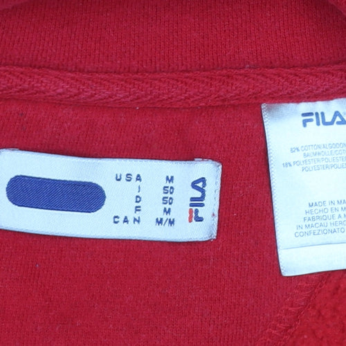 Fila Mens Red 1/2 Zip Pullover Fleece Sweatshirt Size M