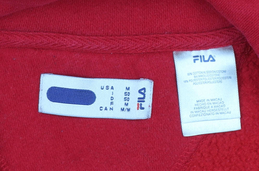 Fila Mens Red 1/2 Zip Pullover Fleece Sweatshirt Size M