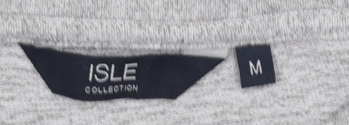 Isle Collection Women's Grey Floral Pullover Jumper M Regular Fit