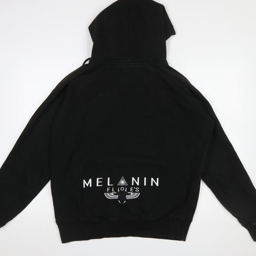 Melanin Floe's Men's Black Embroidered Pullover Hoodie L