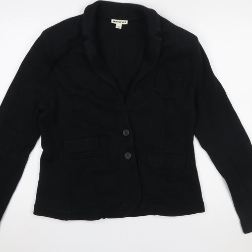 Whistles Women Black Cotton Two-Button Blazer Jacket UK 16