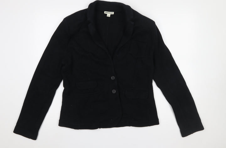 Whistles Women Black Cotton Two-Button Blazer Jacket UK 16