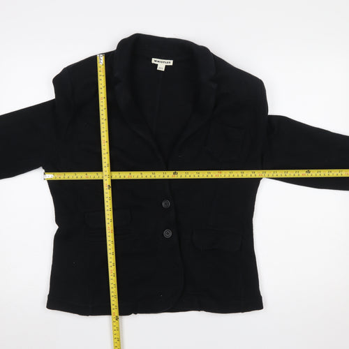 Whistles Women Black Cotton Two-Button Blazer Jacket UK 16