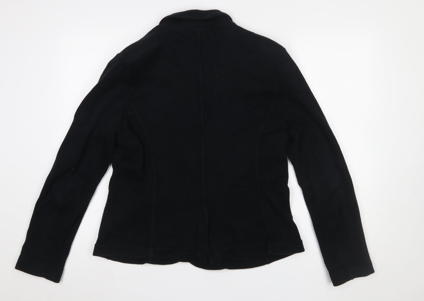 Whistles Women Black Cotton Two-Button Blazer Jacket UK 16