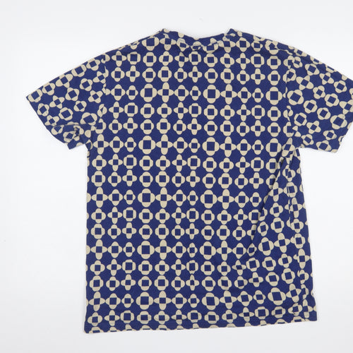 Boden Women Blue Geometric Print Cotton T-Shirt Size M