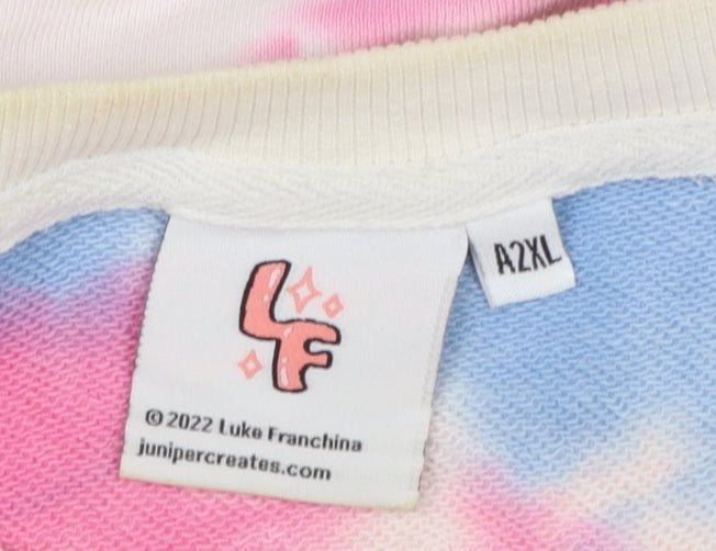 Luke Franchina Womens Multicoloured Tie Dye Pullover Sweatshirt 2XL Cotton