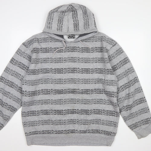 Lonsdale Men’s Grey XL Pullover Hoodie Sports Logo Print