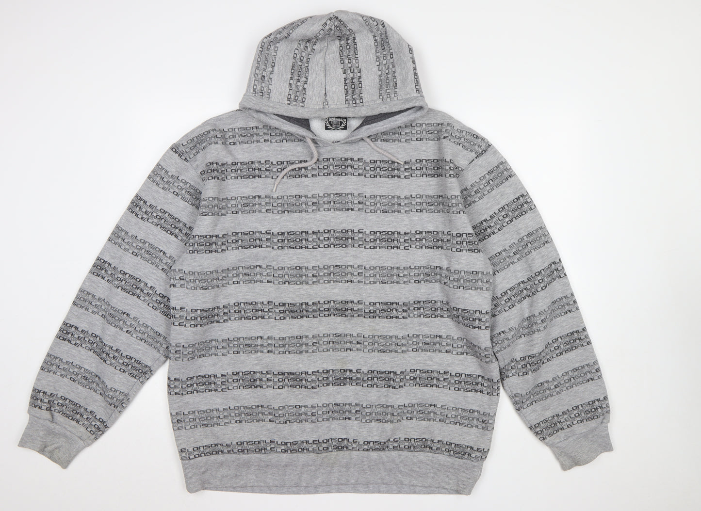 Lonsdale Men’s Grey XL Pullover Hoodie Sports Logo Print