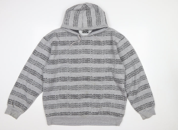 Lonsdale Men’s Grey XL Pullover Hoodie Sports Logo Print