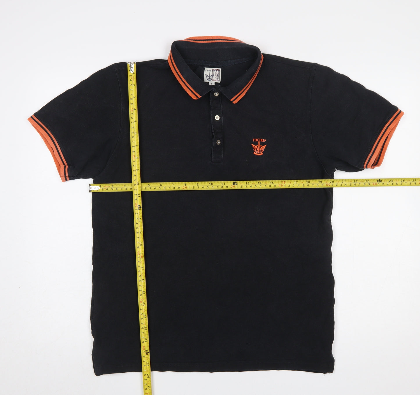 Firetrap Men's Black Cotton Polo Shirt Size L Casual Short Sleeve