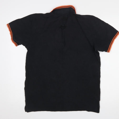 Firetrap Men's Black Cotton Polo Shirt Size L Casual Short Sleeve