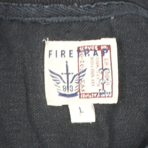 Firetrap Men's Black Cotton Polo Shirt Size L Casual Short Sleeve