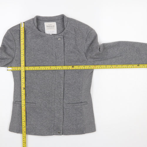 Zara Women Grey Jersey Basic Jacket Size 8 Regular Fit