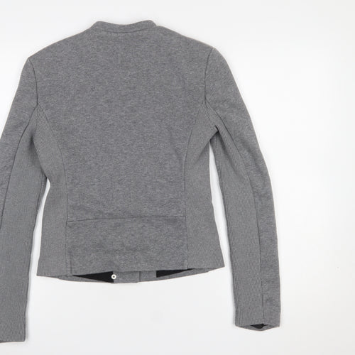 Zara Women Grey Jersey Basic Jacket Size 8 Regular Fit