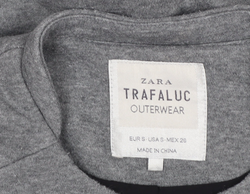 Zara Women Grey Jersey Basic Jacket Size 8 Regular Fit
