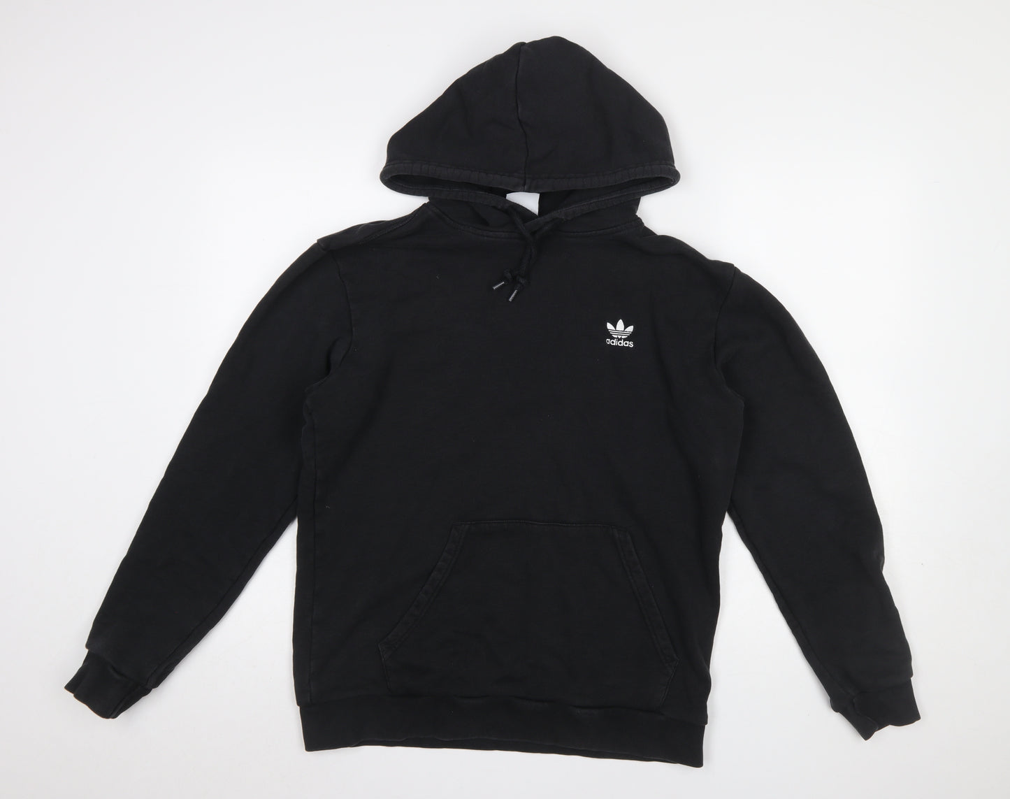 adidas Men Black Pullover Hoodie M Regular Fit Cotton Sportswear