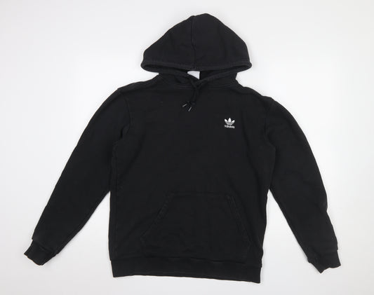 adidas Men Black Pullover Hoodie M Regular Fit Cotton Sportswear