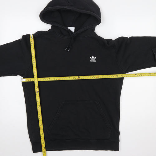 adidas Men Black Pullover Hoodie M Regular Fit Cotton Sportswear