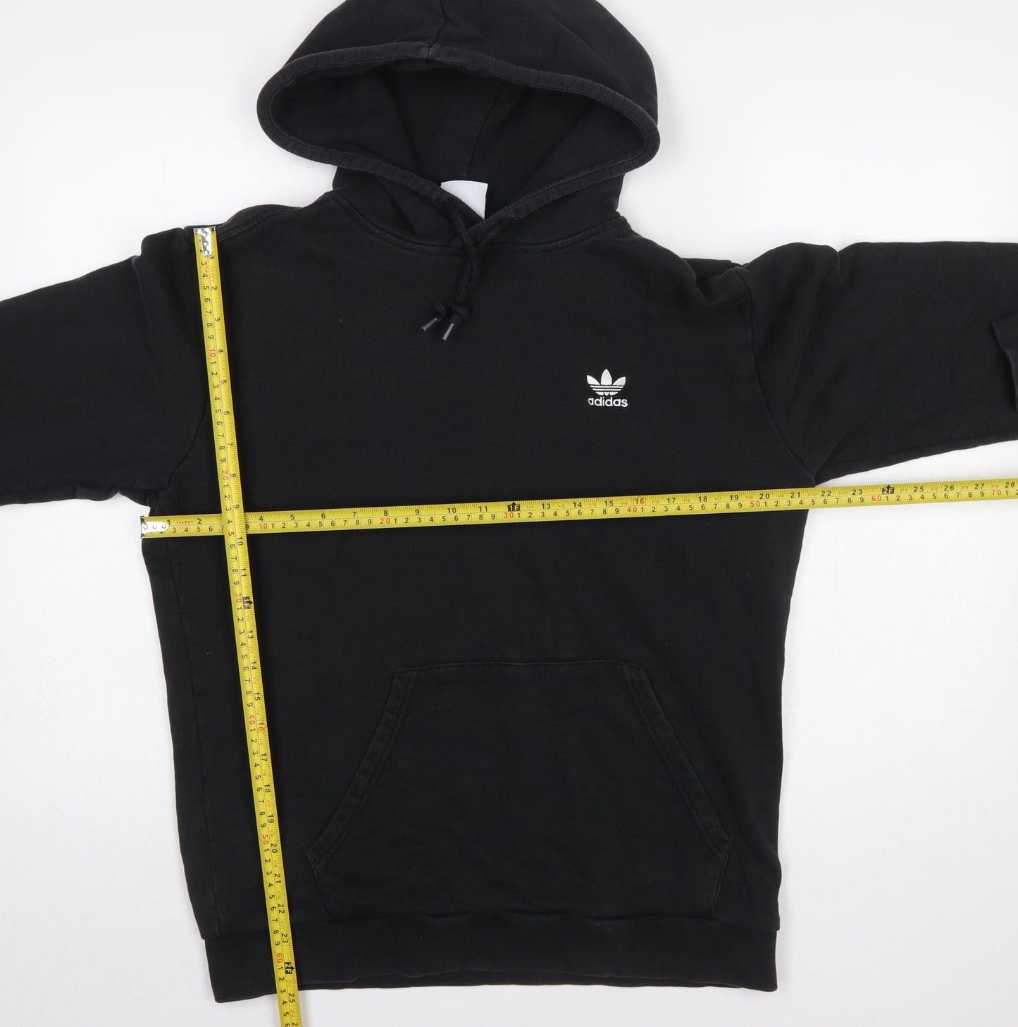 adidas Men Black Pullover Hoodie M Regular Fit Cotton Sportswear
