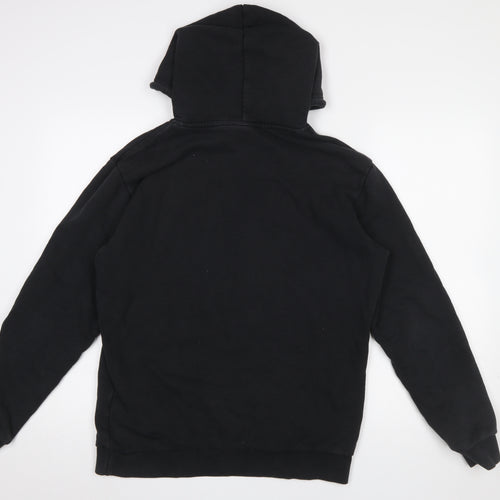 adidas Men Black Pullover Hoodie M Regular Fit Cotton Sportswear