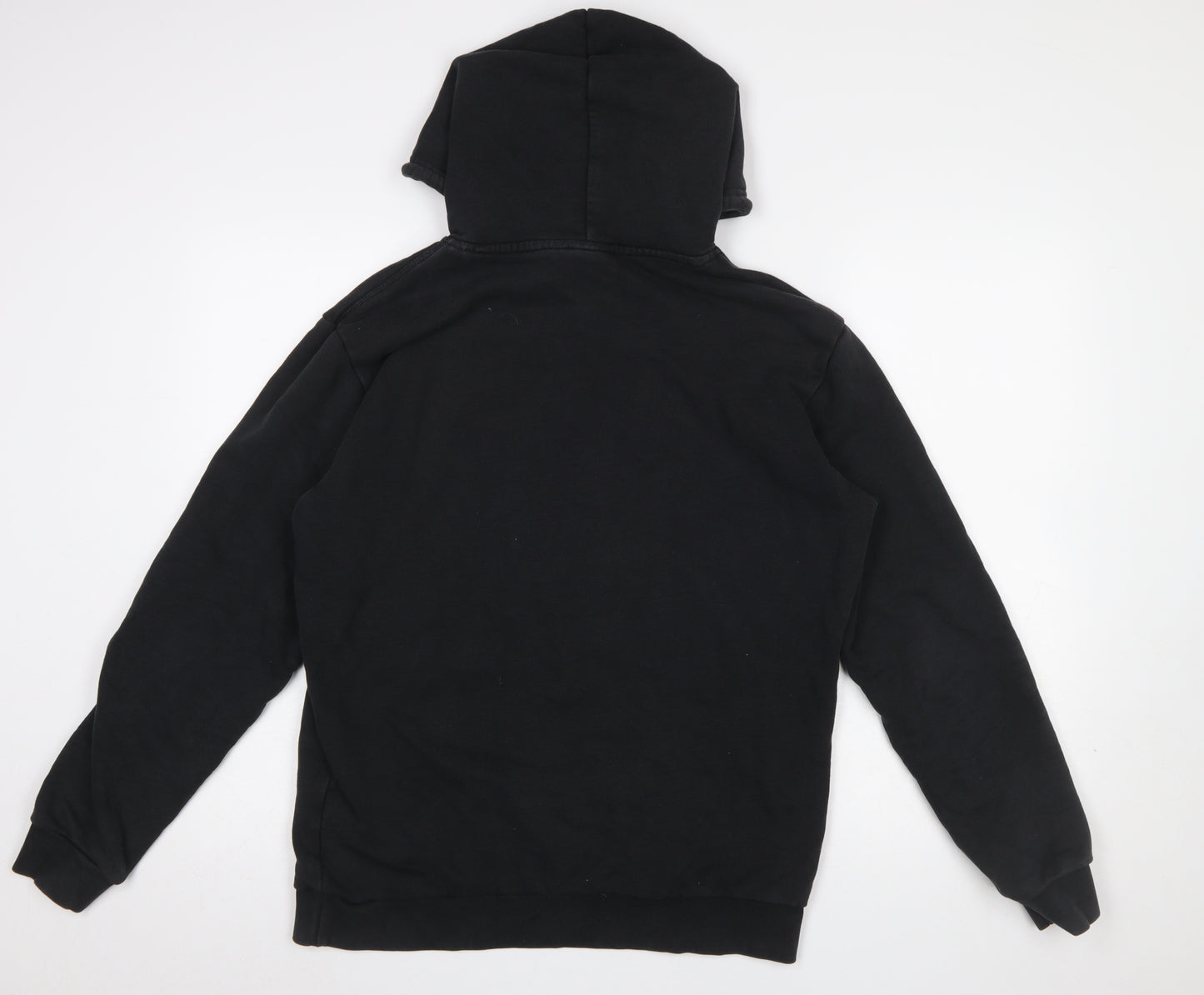 adidas Men Black Pullover Hoodie M Regular Fit Cotton Sportswear