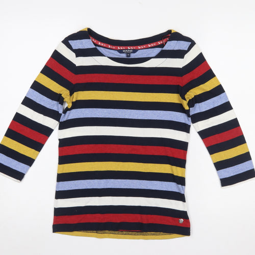Maine New England Women's Multicoloured Striped 3/4 Sleeve Jersey T-Shirt Size 10