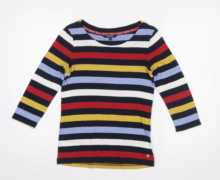 Maine New England Women's Multicoloured Striped 3/4 Sleeve Jersey T-Shirt Size 10