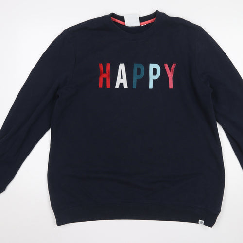TOG24 Women's Navy HAPPY Pullover Sweatshirt Size 18 Cotton Blend