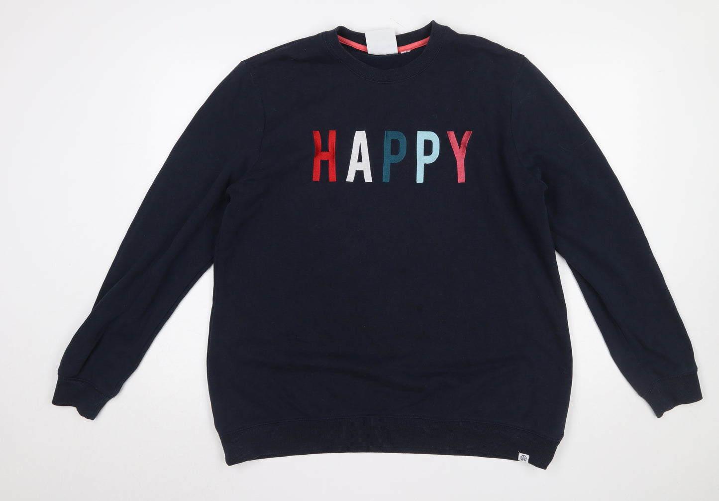 TOG24 Women's Navy HAPPY Pullover Sweatshirt Size 18 Cotton Blend