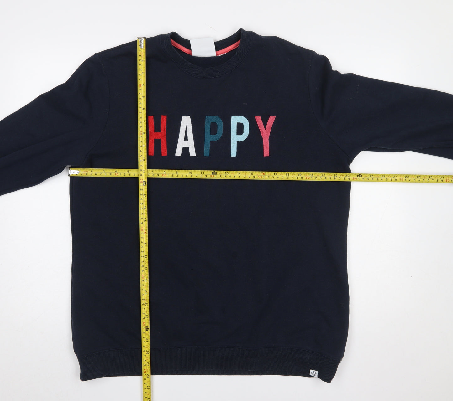 TOG24 Women's Navy HAPPY Pullover Sweatshirt Size 18 Cotton Blend