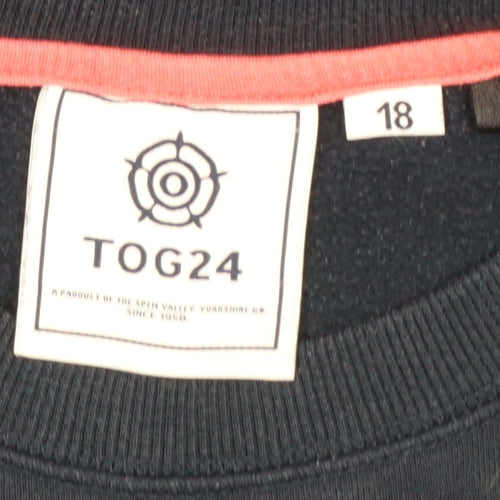 TOG24 Women's Navy HAPPY Pullover Sweatshirt Size 18 Cotton Blend