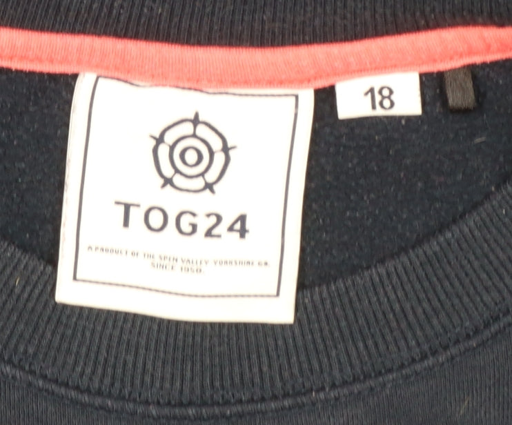 TOG24 Women's Navy HAPPY Pullover Sweatshirt Size 18 Cotton Blend
