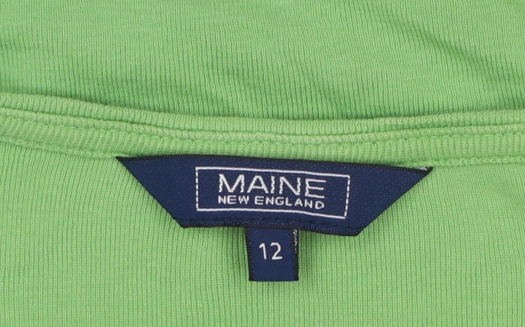 Maine New England Women's Green Long Sleeve V-Neck Beaded Cotton T-Shirt Size 12