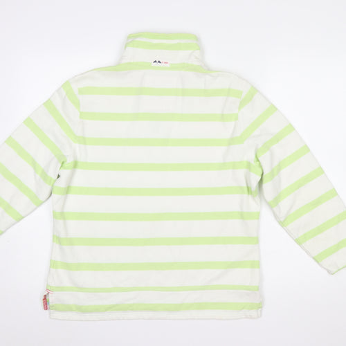 Marks and Spencer Womens Green Stripe 1/2 Zip Hoodie UK 14 Cotton Blend