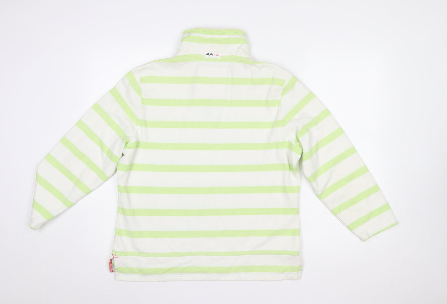 Marks and Spencer Womens Green Stripe 1/2 Zip Hoodie UK 14 Cotton Blend