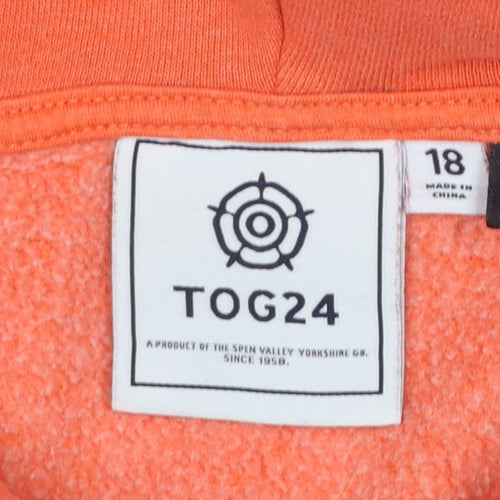 TOG24 Womens Orange Weekend Pullover Hoodie Size 18 Cotton Blend