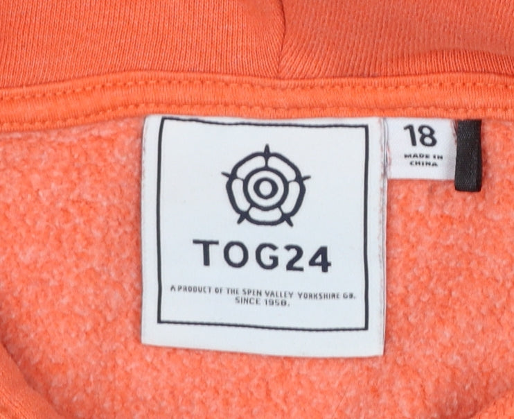 TOG24 Womens Orange Weekend Pullover Hoodie Size 18 Cotton Blend