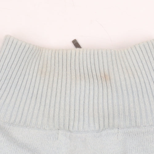 Woolovers Men’s Blue Striped 1/2 Zip Mock Neck Cotton Cashmere Sweater M
