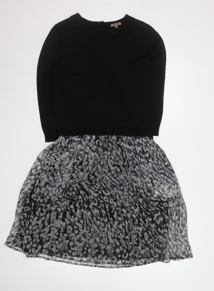 Jigsaw Women’s Black Knee Length Fit & Flare Wool Silk Dress M