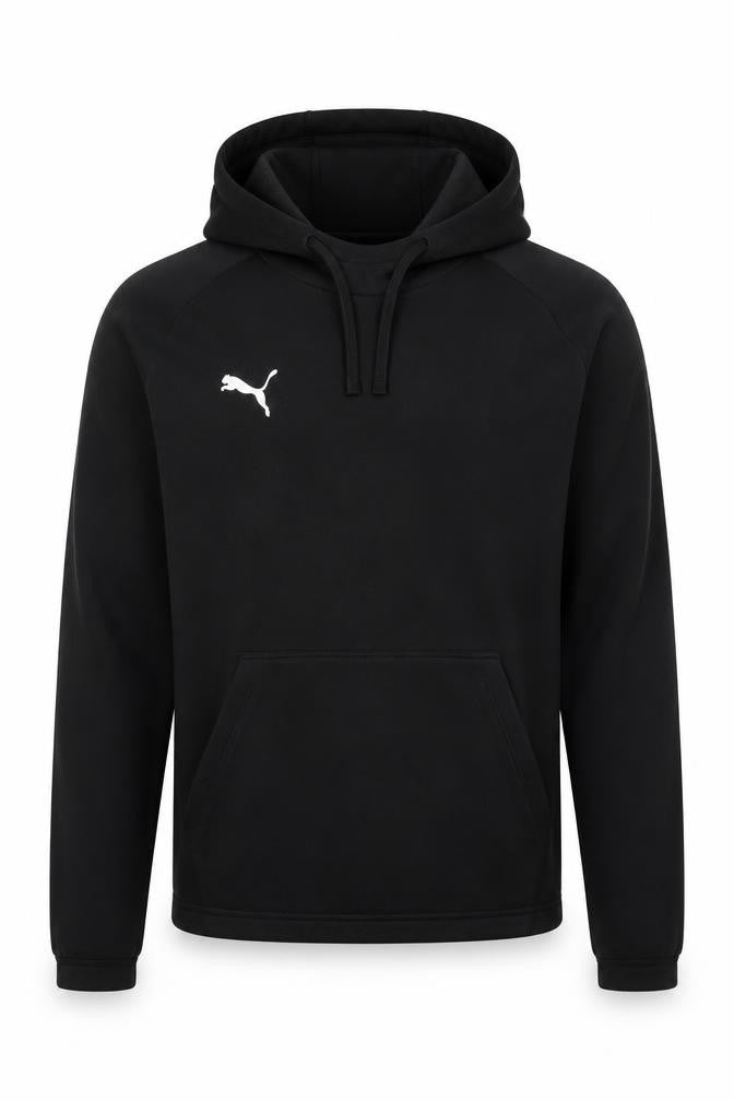 Front view of Puma Men’s Black M Basic Hoodie Jacket Lightweight Fleece Regular Fit