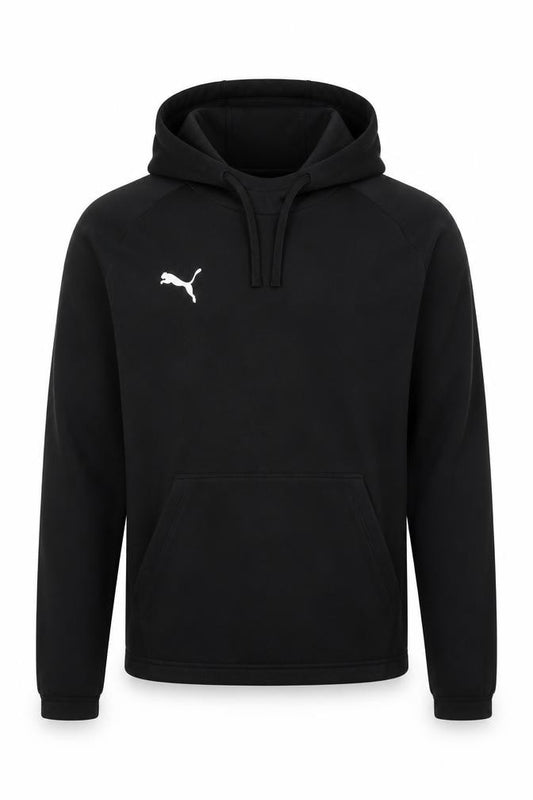 Front view of Puma Men’s Black M Basic Hoodie Jacket Lightweight Fleece Regular Fit