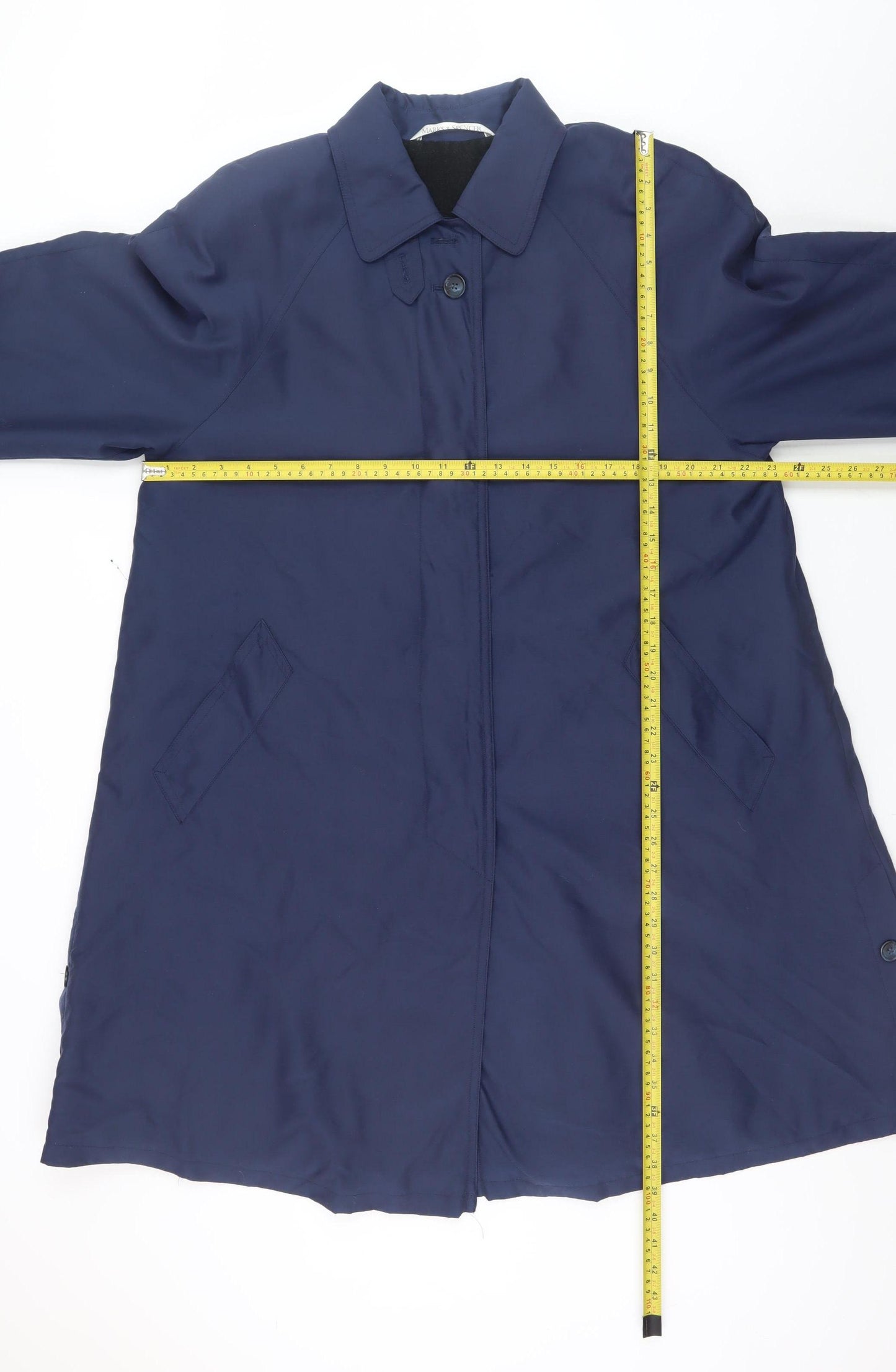 Marks and Spencer St Michael Women's Blue Long Overcoat Size 12 Classic Style