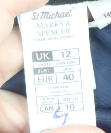 Marks and Spencer St Michael Women's Blue Long Overcoat Size 12 Classic Style