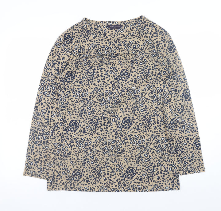 Marks and Spencer Women’s Beige Animal Print Long Sleeve T-Shirt Size 10