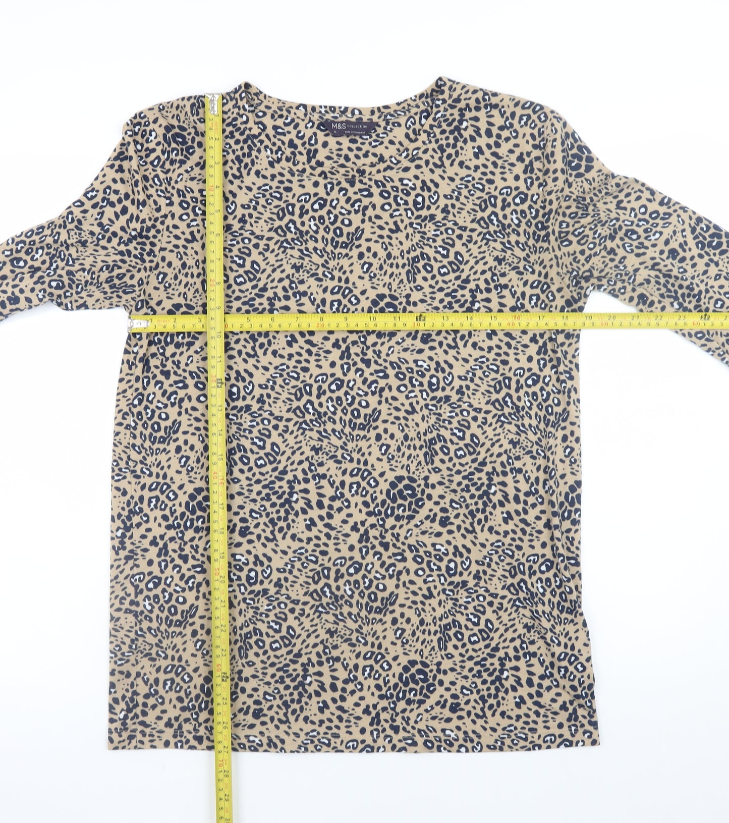 Marks and Spencer Women’s Beige Animal Print Long Sleeve T-Shirt Size 10