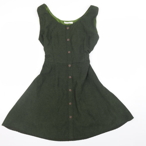 Goldkid London Womens Green A-Line Sleeveless Belted Dress M