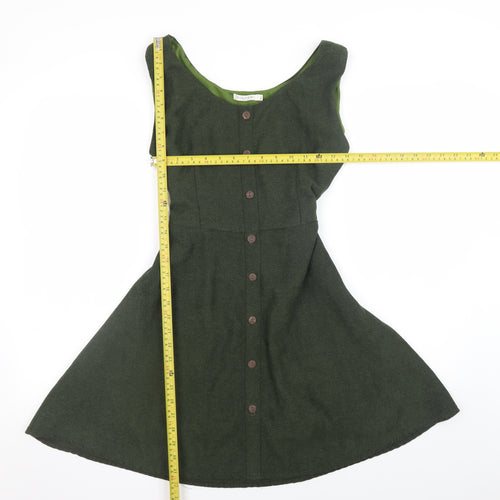 Goldkid London Womens Green A-Line Sleeveless Belted Dress M