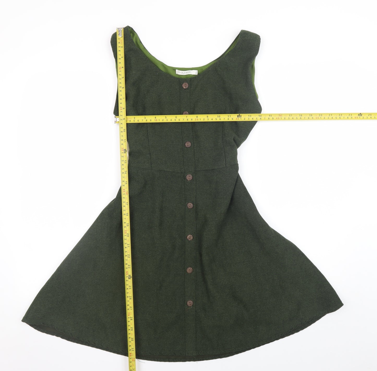 Goldkid London Womens Green A-Line Sleeveless Belted Dress M