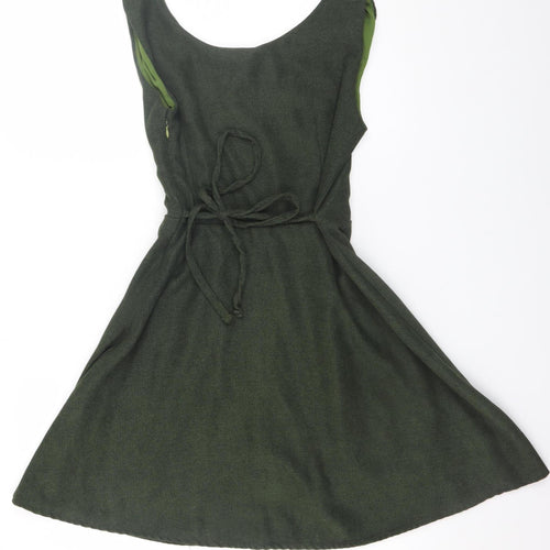 Goldkid London Womens Green A-Line Sleeveless Belted Dress M